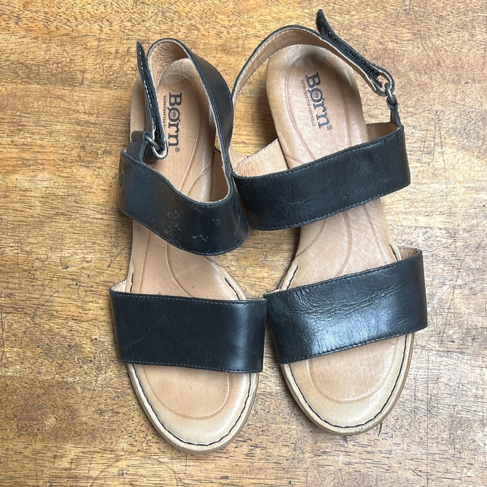 Born Black Leather Sandals